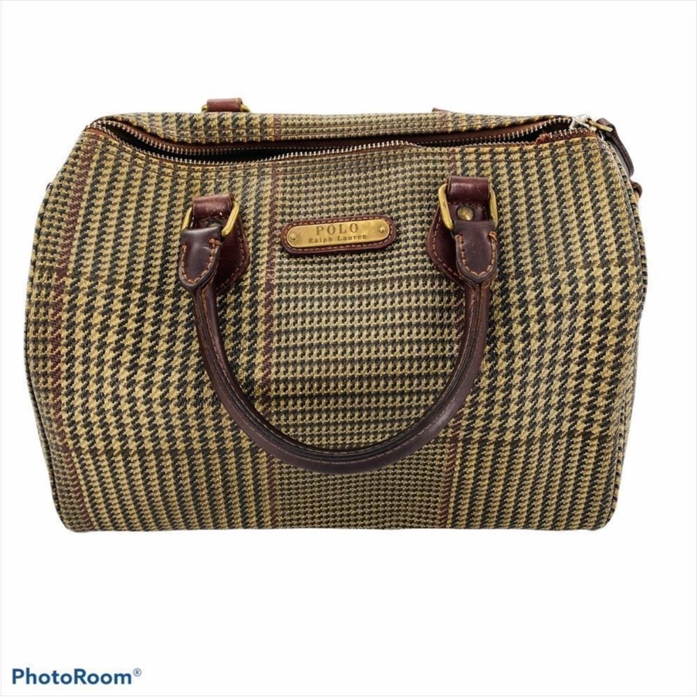 Polo by Ralph Lauren Brown and Tan Plaid Doctor Style Women's Bag